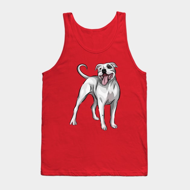 Cute White Staffordshire Bull Terrier Dog Tank Top by Shirin Illustration